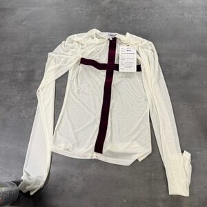 Miaou Long Sleeve Tee Mesh Womens S Bone White Velvet Red Wine Cross NEW SAMPLE